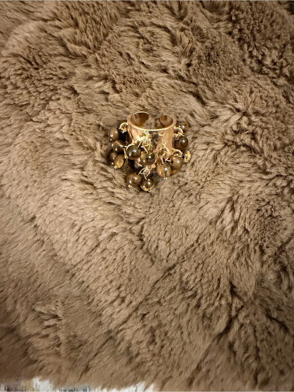 Gold Bead Cluster Cuff Ring - Women's Fashion Jewelry